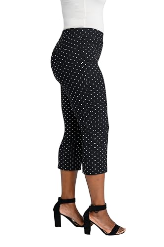 Image of Briggs New York Women's Pull on Stretch Capri Pants High Waist Crop Straight Leg with Pockets 21 inch Inseam