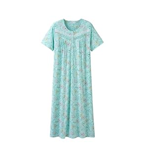 Keyocean Women Nightgowns, Soft 100% Cotton Short Sleeves Comfy Ladies Nightdress