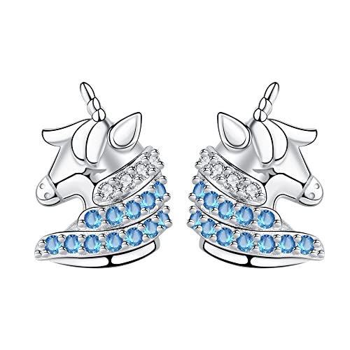 Arrebol Einhorn Ohrringe silber 925 Damen Mädchen Süß Tier Ohrstecker mit 3A Gefärbter Zirkonia Ohrschmuck Für Frauen Mädchen Geschenk Cover