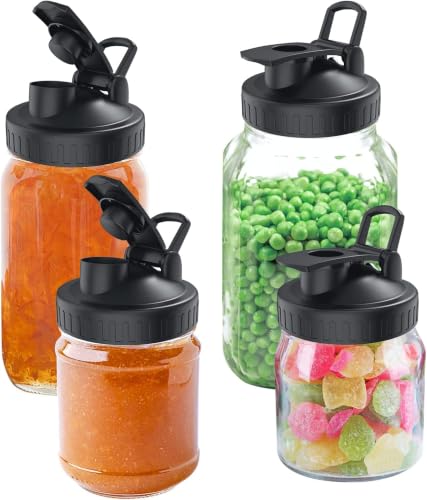 4 Pack Mason Jar Lids,Storage Lids with Silicone Seals, Leakproof and Airtight Replacement Caps for Wide Mouth Mason Jars, Reusable Resistant Jar Covers for Kitchen Food Storage - image 1