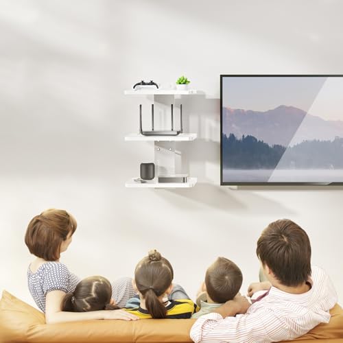 image for WALI Floating TV Shelf, Holds Up to 22lbs, Wooden Wall Mounted Shelves