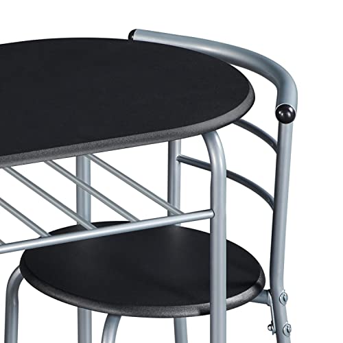 Yaheetech Set Mobili da Bar Tavolo e 2 Sedie Sala da Pranzo Cucina Nero - Immagine 3