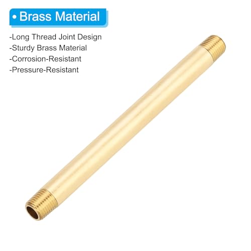 PATIKIL 1/4" x 1/4" NPT Male Brass Pipe Fitting Long Nipple, 5Pcs 6" Long Straight Pipe Fitting Connector Extender for Fuel, Air, Water, Oil, Gas System Connection, 1200PSI by PATIKIL - Used condition - Image 3