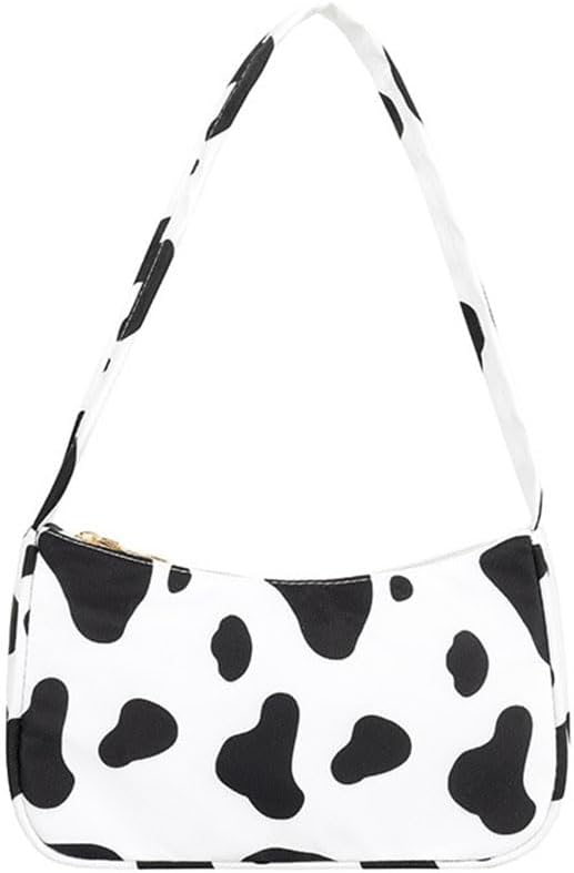 Women Cow Print Shoulder Bag Clutch Purse Underarm Handbag Satchel Zipper Tote Bag Purse