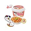 Samyang Buldak Rose Wide Flat Glass Noodles Korean Fire Challenge Microwaveable (2pack x 5.98 oz ea) + 2 OHMARKET Chopsticks|