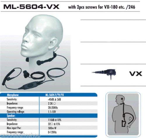 ML-5604-VX Laryngophono with Headset for Yaesu VX-351/354/424/246