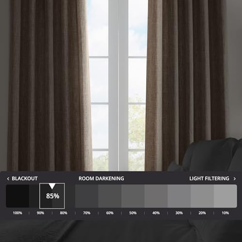 Image of HPD Half Price Drapes - Faux Linen Curtains for Living Room (1 Panel) - 50W X 84L - Textured Room Darkening Curtains for Bedroom 84 Inches Long - Drapes for Home Decor, Dark Gravel (Pack of 10)