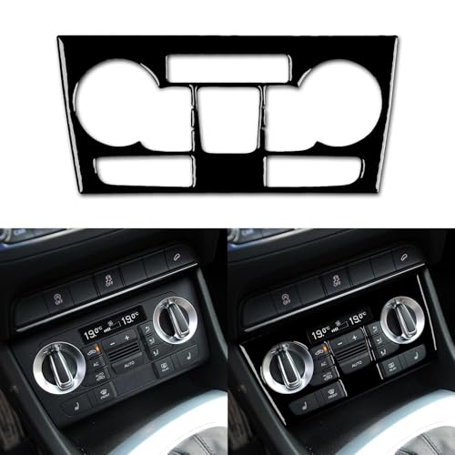 GDFJGD Superior Glossy Piano Black Plastic Accessories Car Center Console A/C Heater Climate Control Panel Cover Interior Self Adhesive Trim Sticker Compatible with Q3 2015 2016 2017 2018 1PC