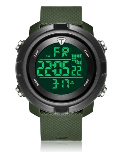CIVO Reloj Hombre Digital Militar: Impermeable Reloj de Pulsera Verde - Deportivo Grandes LED Cronometr