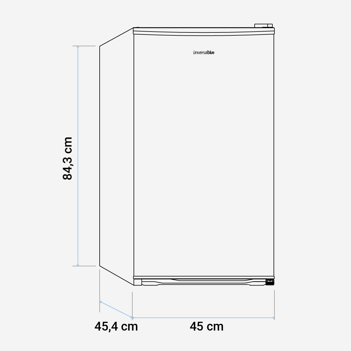 UNIVERSALBLUE Frigorífico Mini Bajo Encimera 90L Blanco - Puerta Reversible, Bajo Consumo, Congelador 0º a -3º, Almacenamiento Fácil, Luz Interior | Nevera Mini