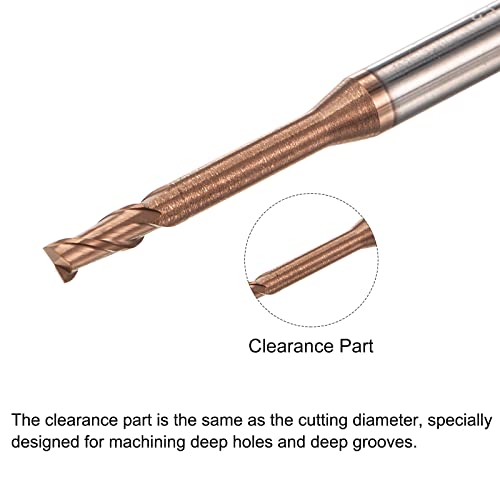 Image of uxcell Square Nose End Mill, 2.5mm Solid Carbide AlTiSin Coated Long Reach CNC Router Bits 2 Flutes Milling Cutter with Extended Neck, 18mm Cutting Length 4mm Shank