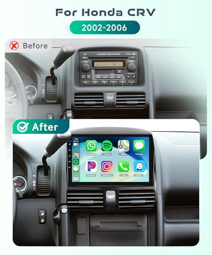 Image of 4G+64G Car Radio Stereo for Honda CRV 2002-2006 with Wireless CarPlay /Android Auto,9 Inch 1280 * 720P IPS Touch Screen Car Stereo Android 13 GPS WiFi Bluetooth 32-Band DSP HD Backup Camera