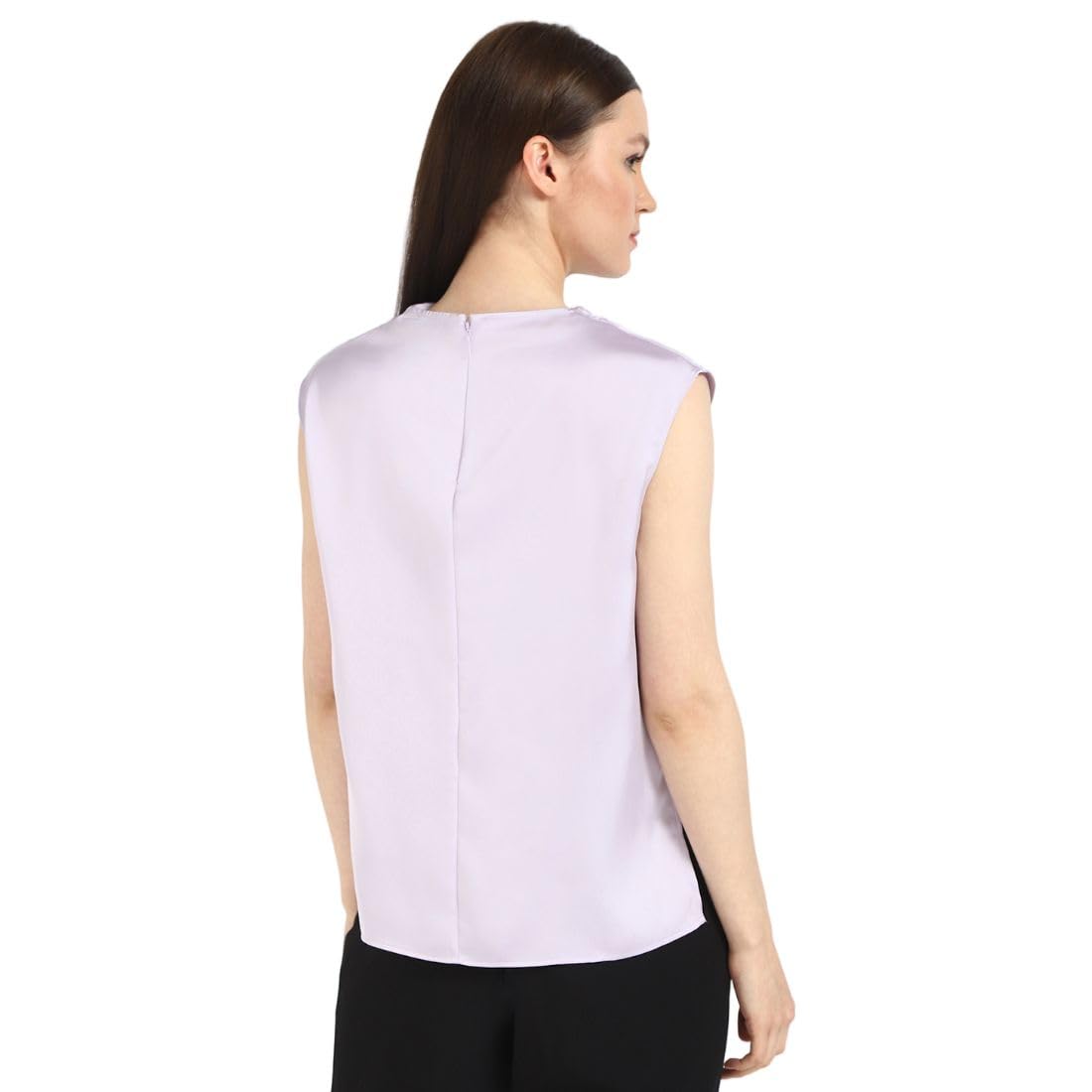 Calvin Klein Blusa de Mujer de satén con Cuello en Cascada, Flores de orquídea, Talla L, Flores De Orquídea, L