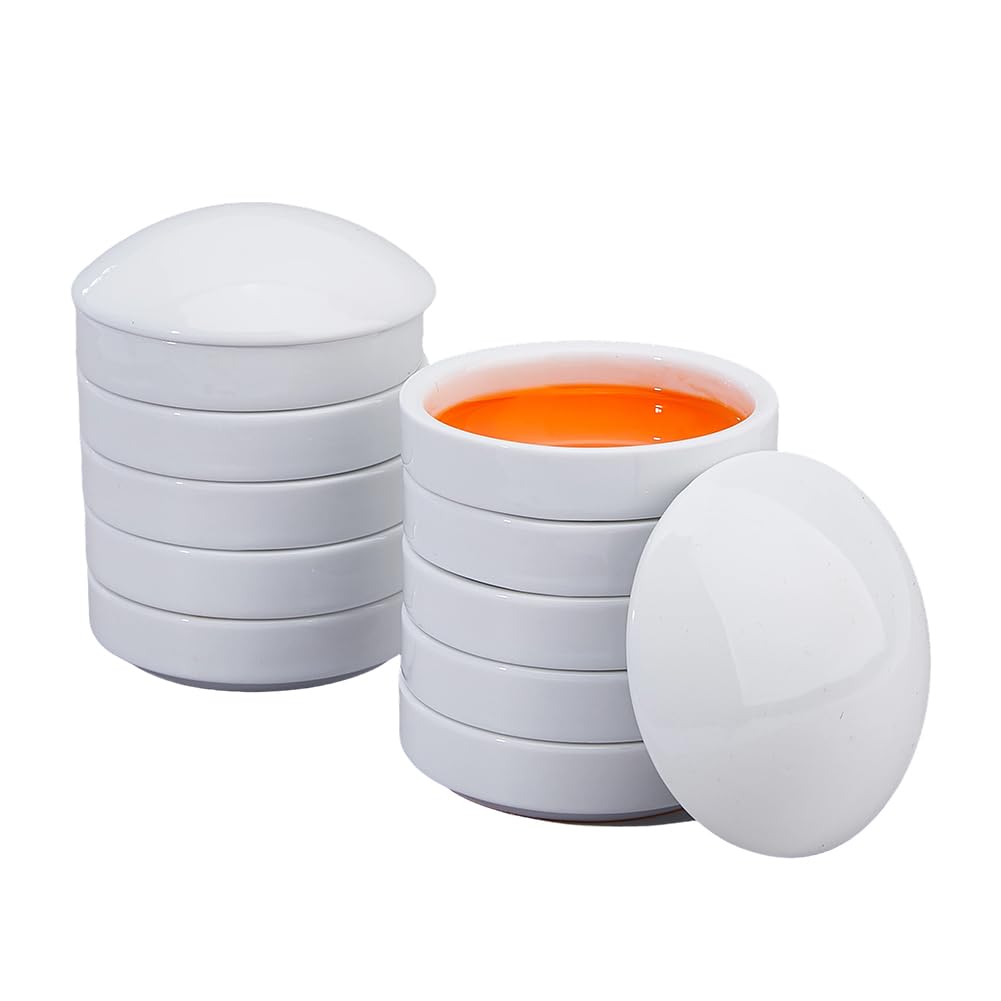 DICOSMETIC 2Sets Stackable Round Ceramic Palette 5 Layers Mixing Trays Set Porcelain Watercolor Palettes Paint Dish with Lid for Artist Gouache Pigment Chinese Ink