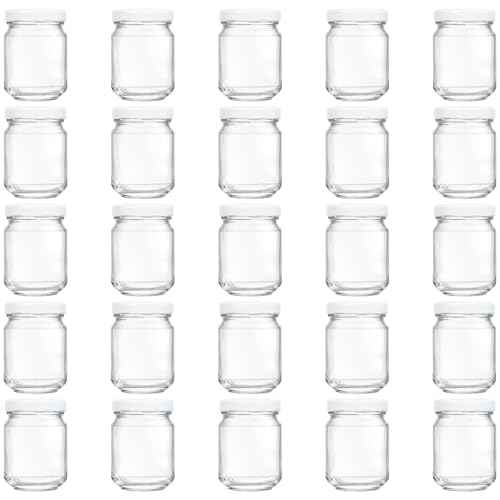 hocz 50x Mini Marmeladengläser 100 ml | mit Deckel Weiß TO 48 | kleine Einmachgläser mit Schraubdeckel zum befüllen | Schraubgläser Sturzgläser Set | leere Gläser für Marmelade | 50 Stück