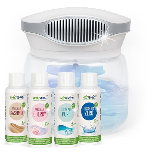 winwinCLEAN SET: MASTER Bowl 4.0 + 4x100ml veganes Raumluftdeo I Luftreiniger Air Purifier mit Wasserfilter entfernt Schadstoffe Pollen Staub Tierhaare Schimmel | Ideal für Allergiker & Asthmatiker