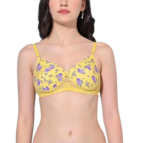 Image of FIMS - Fashion is my style Women Cotton Blend Padded Non-Wired Everyday Bra Pack of 1 Cup- B Multicolor