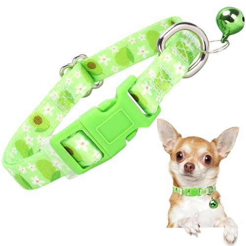 XS Dog Collar with Bell- Durable Nylon Collar for Small Breeds,Adjustable Cute Fruit Pattern Collar for Chihuahua Pomeranian Yorkie, Heavy-Duty for Active Puppie(Avocado S) 48 XS