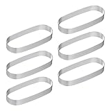 QUARKZMAN 6 Piezas Anillos para Pastel Ovalados Perforados 5.7 X 2.4 Pulgada Moldes para Pastel Mousse Y Postres De Acero Inoxidable para Hornear Postres Caseros DIY, Color Plateado