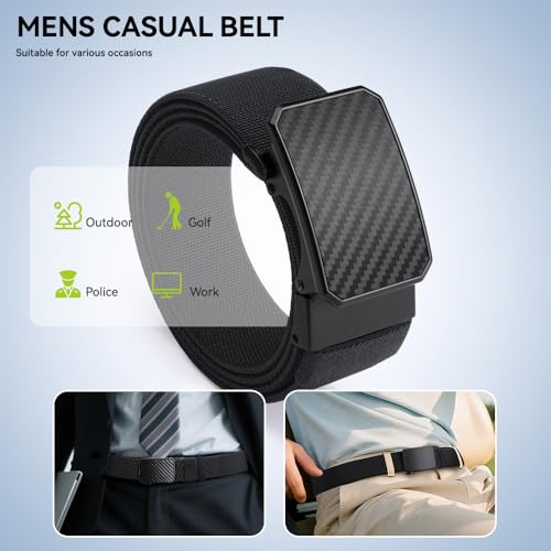 VANNANBA Men's 1.5" Ratchet Tactical Belt,Stretch Nylon Belt for Gift Men Work Casual Golf-Elastic Adjustable Trim to Fit4