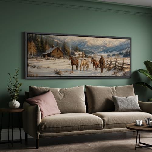 Image of MUDECOR Large Framed Canvas Print Wall Art Winter Ranch for Living Room