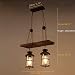 Lámpara colgante Retro Lámpara colgante de madera Vintage Industrial Metal Colgante Pantalla...