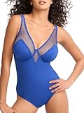 Bare The Slimming Underwire Mesh Plunge One-Piece 38DD, Surf The Web