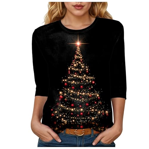 Weihnachtspullover Damen Lustig Weihnachten Shirt Weihnachtsbaum Druck...