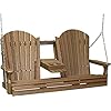 Luxcraft 5 adirondack hanging porch swing with flip down console outdoor patio swing front porch swing outdoor swing bench antique mahogany  urban country home decor