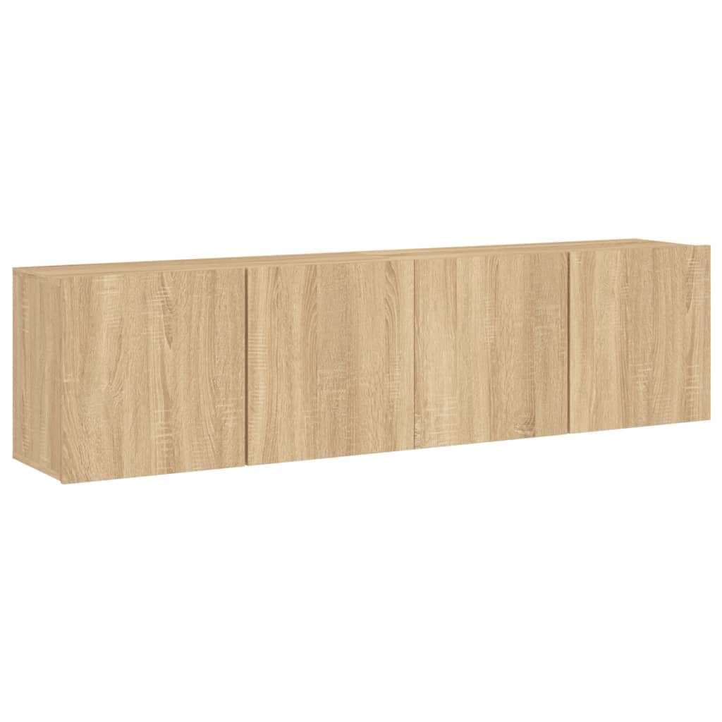 Meubles TV muraux chêne sonoma ensemble de 2 armoires suspendues en bois d'ingénierie moderne