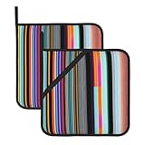 Juego de 2 soportes para ollas, líneas verticales irregulares, resistentes al calor, almohadillas calientes para horno con forro suave, para cocinar en casa, regalo para hornear