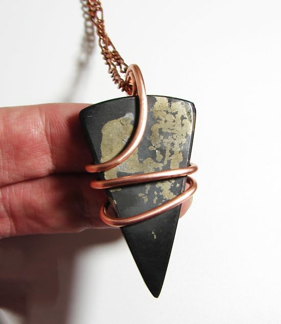 Healer's Gold Apache Gold Worry Stone Pendant Reiki Infused Pyrite Magnetite Chalcopyrite Arizona Alchemy #61