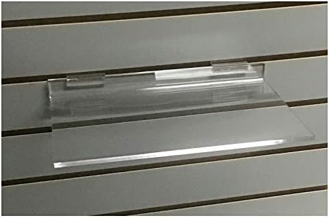 ExecuSystems Clear Acrylic Slatwall Shelves 12 Inches Wide x 8 Inches Deep Set of 2 for Retail Display or Home Use