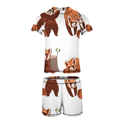 Cute Red PandaChildren's Swimsuits Boys Two Piece Suit7-9Y（120cm）3
