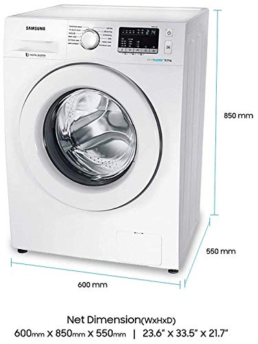 Image of Samsung 8 kg Inverter Fully-Automatic Front Loading Washing Machine Appliance (WW80J4243MW /TL, White, Inbuilt Heater, Eco Bubble)