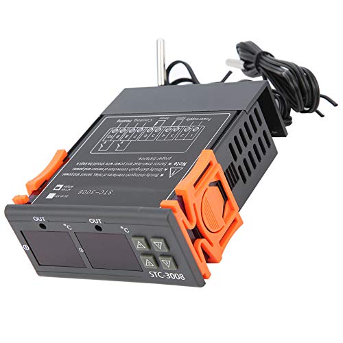 Kadimendium Stc-3008 Temperature Controller Dual Display Dual Ntc Probe Sensor Digital Temperature Thermostat Controller Humidity Controller Temp Control Thermostat (110-220Vac) #TOP3