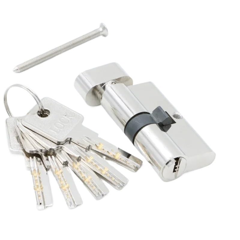 Cerradura de cilindro europeo 55 60 65 70 75 80 85 90 mm Cerradura de puerta de cobre de seguridad con 5 llaves for llave de latón de dormitorio interior(Dc-70mm)