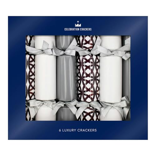 Celebration Crackers Luxury Eco Christmas Crackers FSC Mix : Tray of 6 x 13 : Regency Ornate Silver - Image 6