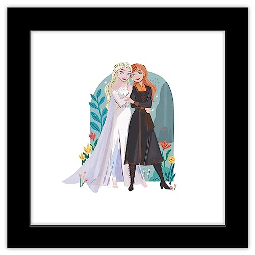 Trends International Gallery Pops Disney Frozen 2 - Elsa and Anna Color Sketch Wall Art Wall Poster, 12' x 12', Black Frame Version