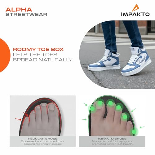Image of Impakto Alpha Street Sneaker for Men | Lightweight & Soft Cushioned Insole | Padded Collar | High Top Streetwear Causal Shoes | Anti-Skid Sole | Lace-Up Shoes for Casual Outings,Walking & Gym
