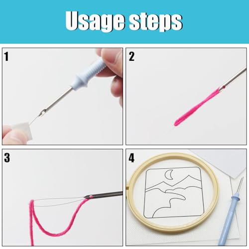 Image of Allazone Punch Needle Kits, Punch Needle Coasters Kit, Punch Embroidery Kit with Felt Yarns Hoop Tools for DIY Coaster Crafts (Sceneries)