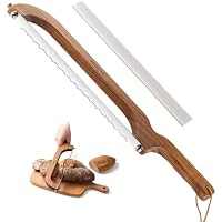 XJHEYLZ 16 Inch Sourdough Wooden Bread Knife & Slicer with Bow Design (Brown)