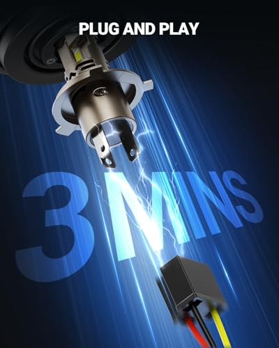 Image of SEALIGHT H4 LED 50,000LM Super Bright 9003 Light Bulbs, 1:1 Size Original Bulbs, 70000Hrs Lifespan with 25000RPM Cooling Fan, IP68 Waterproof, 3MIN Play and Plug, Pack of 2