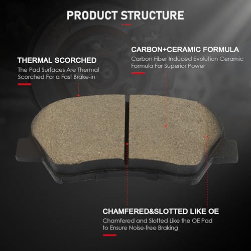 Image of cciyu D1543 & D1544 Front & Rear Ceramic Disc Brake Pads Kit For Hyundai For Elantra 2011-2016,For Elantra GT 2013-2016,For Veloster 2012-2016