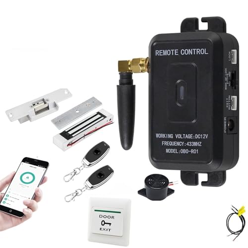 Cerraduras Magnéticas Kits de control remoto for todo el de control de acceso con fuente de alimentación, cerraduras electrónicas, llave remota, abridor de puerta(Kit 1)