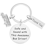 Kivosliviz Bus Driver Appreciation Gifts Keychain Safe and Sound with This Awesome Bus Driver Bus Driver Gift