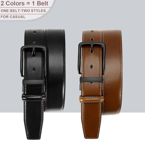 Image of DOOPAI Reversible Leather Belt for Men 1.25 inch - Dual Sided Dress and Casual Belt, Trim to Fit, 2 Styles in One Belt
