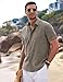 COOFANDY Men's Linen Shirt Short Sleeve Button Down Casual Shirt Beach Clothing Fashion Summer Tops Brown