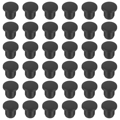 Image of MECCANIXITY 36pcs T-Shaped Silicone Plugs 10mm 3 /8 Inch Dia Snap in Plug Hole Seal Cover Round Rubber Stopper for 9.5-10mm Holes Kitchen Rubber Bulkheads Waterproof Sealing, Black