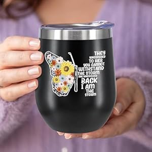 Kaira butterfly tumbler12 oz wine tumbler with lid 188 vacuum stainless steel coffee mug gifts idea for women black  urban country home decor
